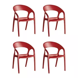 Cadeira De Jantar Kappesberg Glass Plus, Estrutura De Cor  Vermelho, 4 Unidades