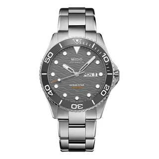 Reloj Mido Ocean Star 200c M0424301108100 Automatico Ag.ofic Malla Plateado Bisel Gris Fondo Gris