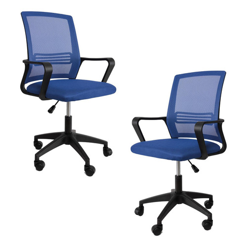 Silla de escritorio Big Room IOKS2S000001 ergonómica  azul con tapizado de mesh x 2 unidades