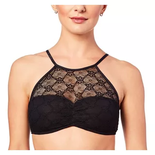 2018 Bralette Ilusion Lenceria Sexy Encaje Negro Top Halter