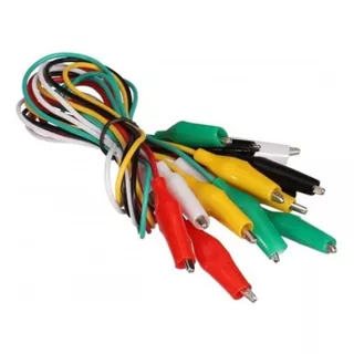 Pack 10 Cables Pinza Caiman Cocodrilo Colores Largo 50cm 