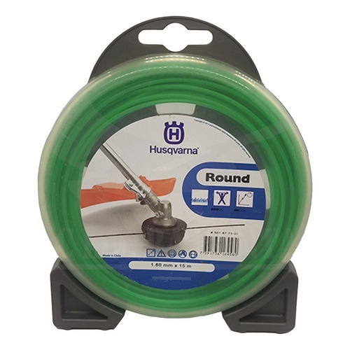 Cable de nailon de 1,6 mm con 15 metros para desbrozadora, color verde Husqvarna