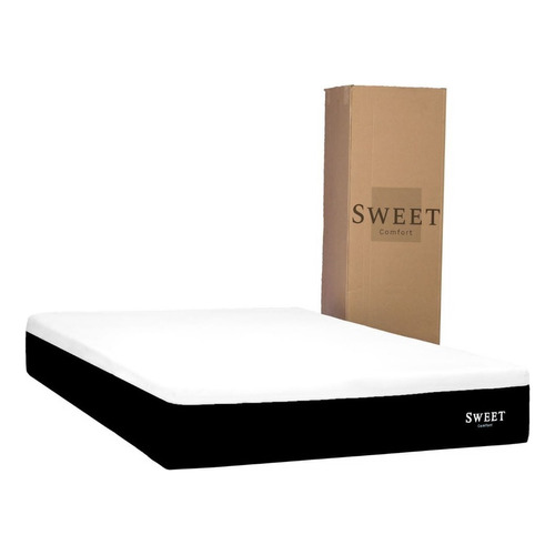 Colchón Matrimonial Memory Foam En Caja Almohada Color Negro