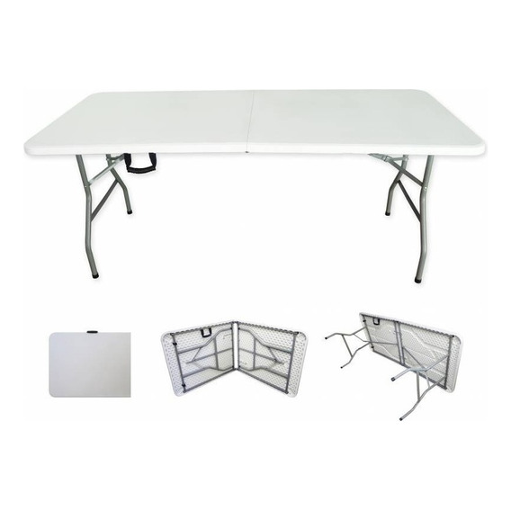 Top Living mesa plegable portafolio de plastico 1.80m color blanco