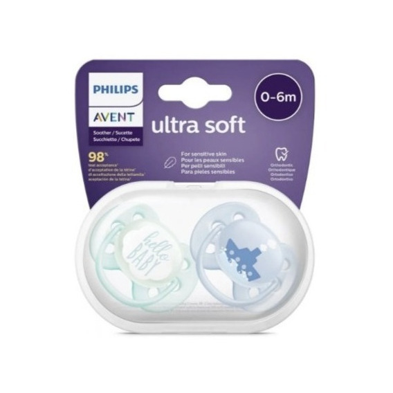 Avent Chupete Ultra Soft 0 A 6  Meses X 2 Unidades Philips