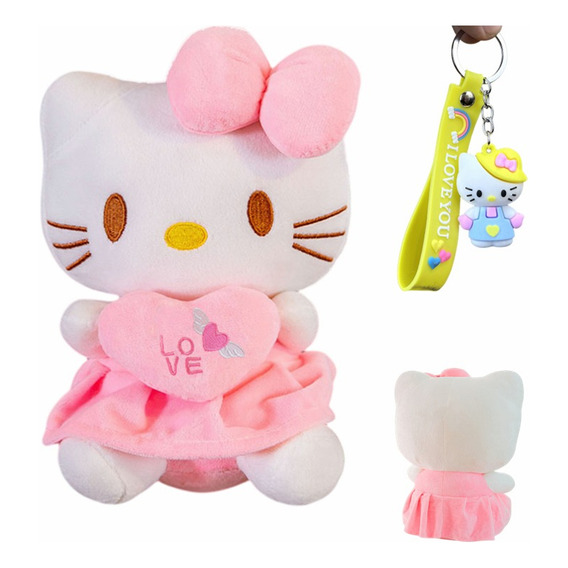 Peluche Hello Kitty Con Corazón Kawaii Regalo 25cm+ Llavero