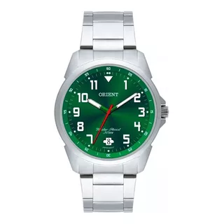 Relógio De Pulso Orient Mbss1154a Com Corpo Prata,  Analógico, Para Masculino, Fundo  Verde, Com Correia De Aço Inoxidável Cor Prata, Agulhas Cor Verde, Branco E Vermelho, Subdials De Cor Branco, Pont