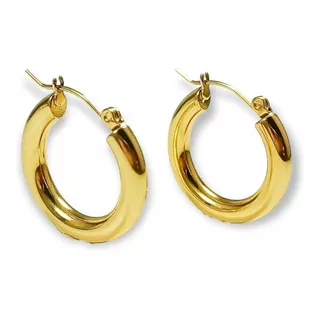 Argollas Aros Bote Minimalista Clasicas Hoop Chapada En Oro