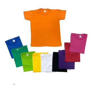 Remera Lisa Manga Corta Algodon Colores T 2 Al 18 Pack X 12