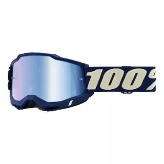 Gafas 100% Accuri2 Deepmarine Motocross Off Road Downhill, Montura De Color Azul, Lente De Color Espejo, Lente Azul