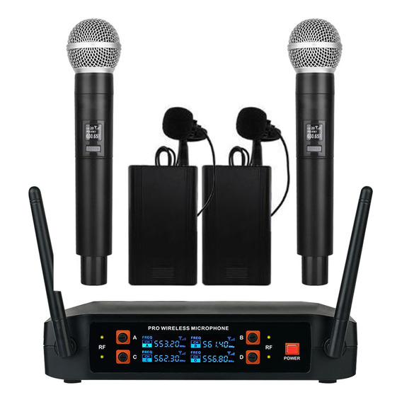 Micrófonos Inalámbricos Dinámico Uhf 2 Handheld 2 Bodypack