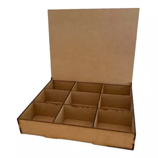 15caja Lisa Mdf 3mm 24x20x4cm Con 9 Divisiones