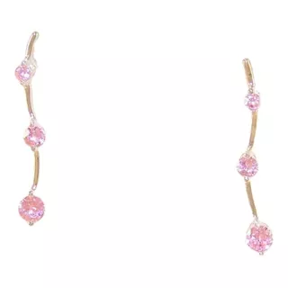 Aros Plata 925 Cubic Zircón Largos Rosa Blanco O Azul 