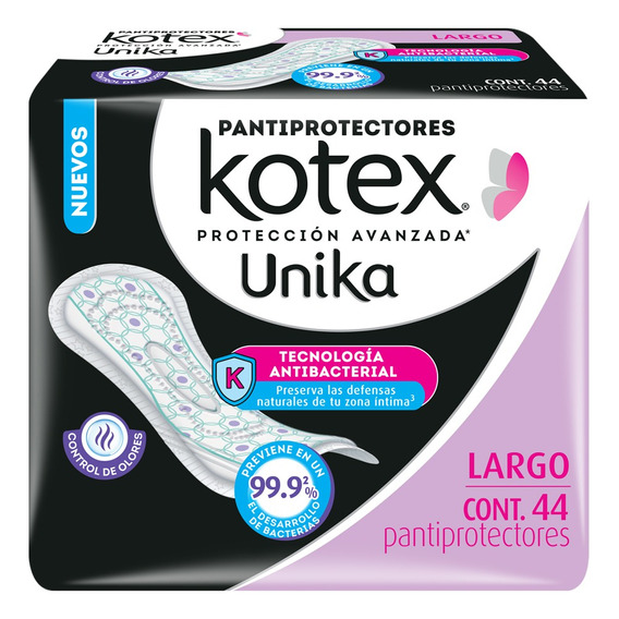 Pantriprotectores Kotex Unika Largo 44 Piezas