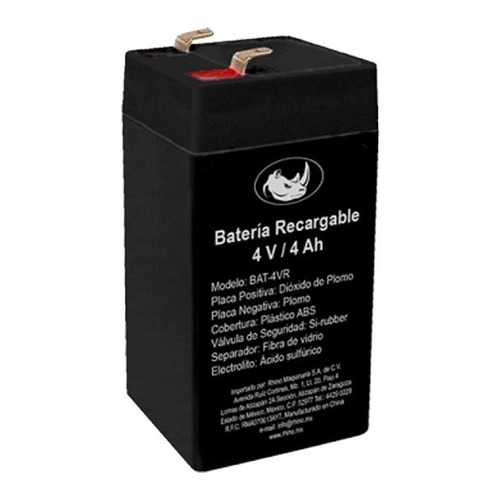 Batería Para Bascula Digital  Rhino 4v/4ah Color Negro