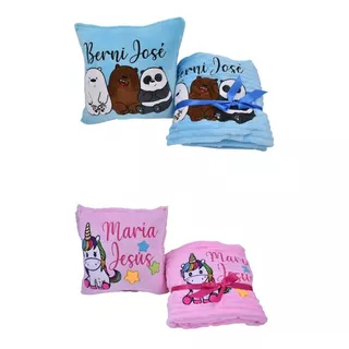 Kit De Regalo Cobija + Almohada Personalizada Bebe 