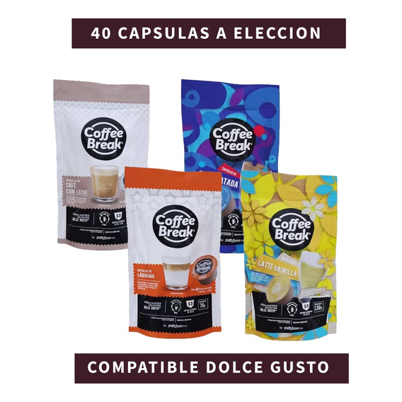 Capsulas Dolce Gusto Coffee Break 4 Variedades A Eleccion!!!