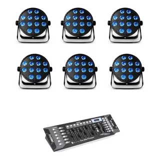 Set 6 Cañon Led Full Color 12x10 Rgbw Controlador Dmx Alien