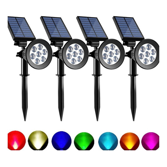 Reflector Recargable Con Energia Solar Carcasa Negro Luz Luz Rgb