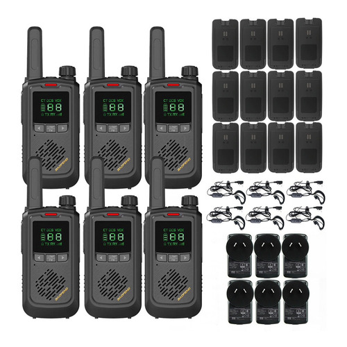 Handy Baofeng Kit X 6 Radio Uhf Lcd 16ch 10km Bft17 + Extras Color Negro