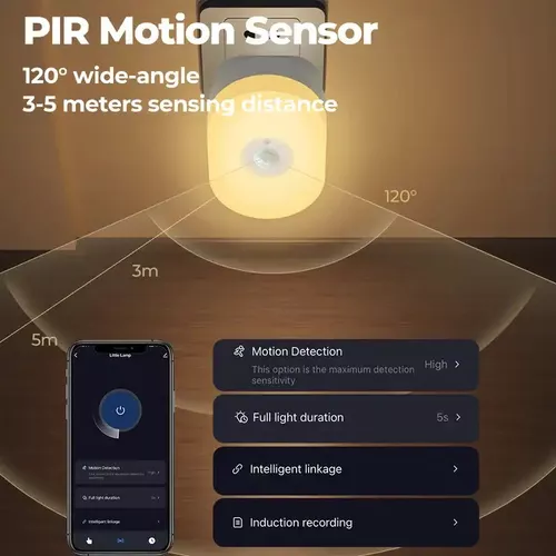 Sensor De Movimiento Wifi y Bluetooth Con Luz RGB Compatible con Alexa y  Google