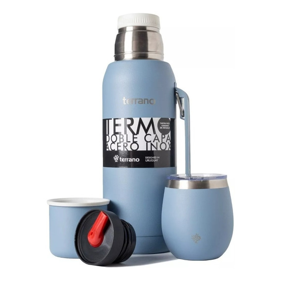 Set Terrano Termo 1lt + Mate Acero  Bombilla Regalo