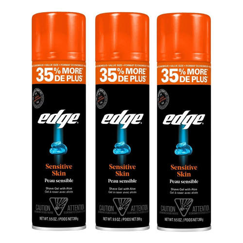 Gel Para Afeitar Edge Sensitive Skin 3 Pack 269g