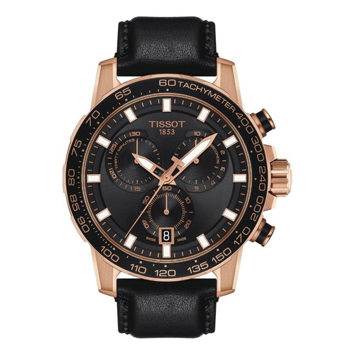Reloj pulsera Tissot Supersport Chrono con correa de cuero color negro