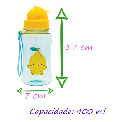 Garrafa Infantil Buba Animal Fun E Frutinha 400 Ml C/ Canudo