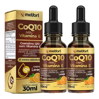  Kit 2 Coenzima Q10 Com Vitamina E 100mg Por Porção Em Gotas