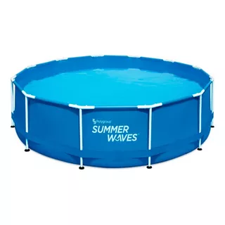 Pileta Estructural Redonda Summer Waves Con Capacidad 8364 Lts X 3.66m De Diametro X 0.91m De Alto Con Bomba Escalera Y Accesorios 