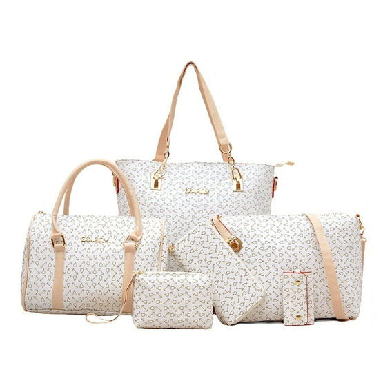 Set 6 Bolsas Mujer Cartera Estampada Moda Dama Cosmetiquera