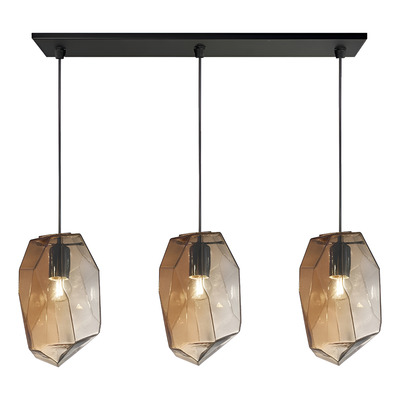 Colgante 3 Luces Diaf Vidrio Ambar Vintage Apto Led Lk Ámbar