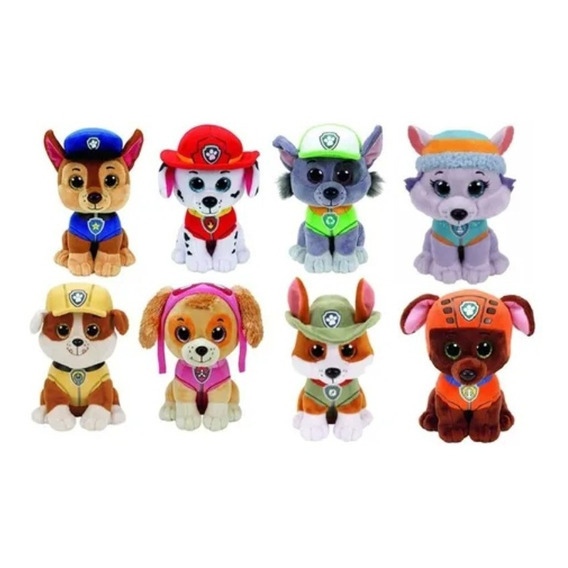 Peluches Paw Patrol Chase, Rocky, Skye, Marshall, Everest