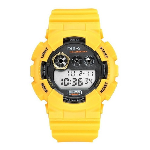Reloj De Pulsera Diray Para Hombre Deportivo Dr341g6 Color de la correa Amarillo Color del bisel Amarillo
