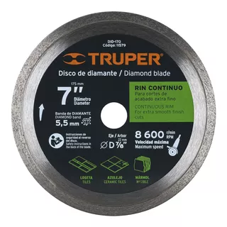 Disco De Diamante, Rin Continuo, 7  Truper 11579