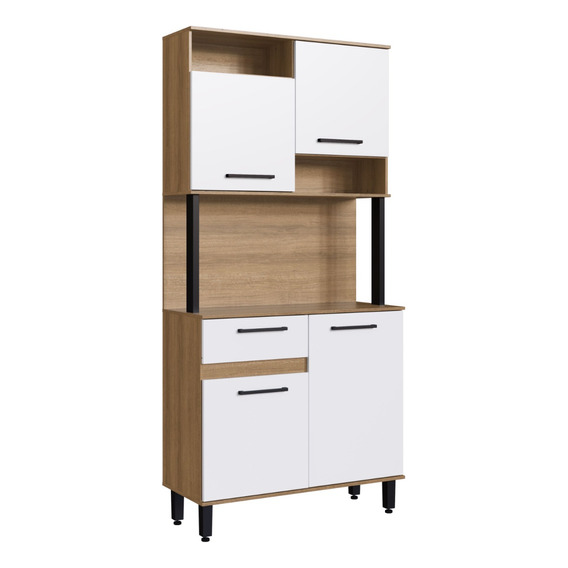 Mueble De Cocina Alacena Aparador 4 Puertas 1 Cajón Color Blanco/Miel