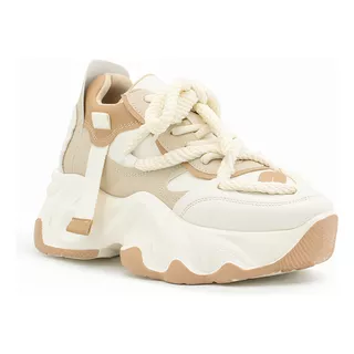 Tenis Dama Suela Chunky Color Camel Moda Ligeros Originales