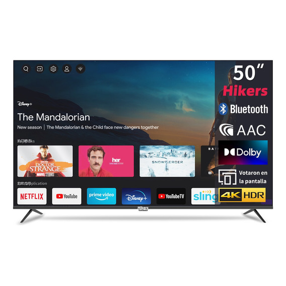 Pantalla Smart Tv Hikers  50 In Led 4k Uhd Con Dolby/aac Voz