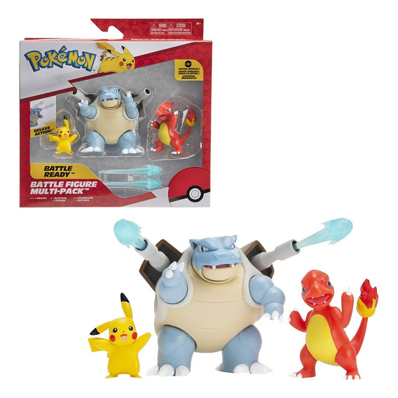 Pack Figuras De Batalla Pikachu, Charmander Y Blastoise