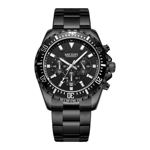 Reloj Megir 2064, Acero Inoxidable Cuarzo Resistente Al Agua Color Del Bisel Negro