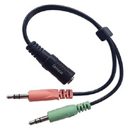 Cable Adaptador Audio 2 Miniplug Macho 3.5mm/1 Hembra 3.5mm