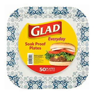 Glad Tabletop Square Disposable Paper Plates With Blue Color Azul Victoriano