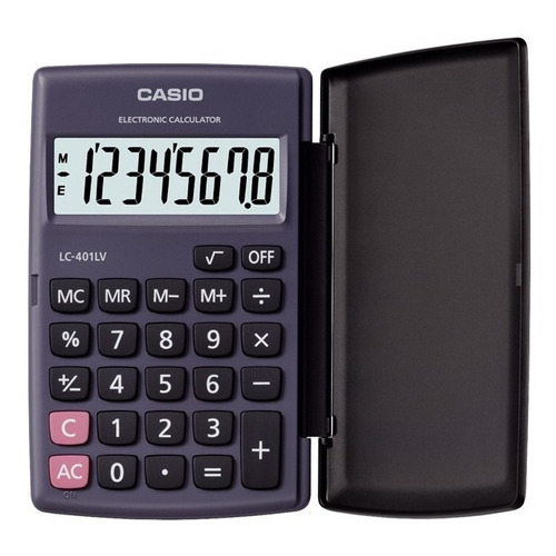 Calculadora Bolsillo Casio Lc-401lv Oficial 2 Años Color Negro