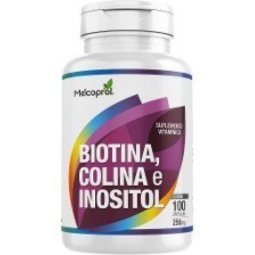 Suplemento de biotina, colina e inositol 100 cápsulas con sabor a melcoprol sin sabor