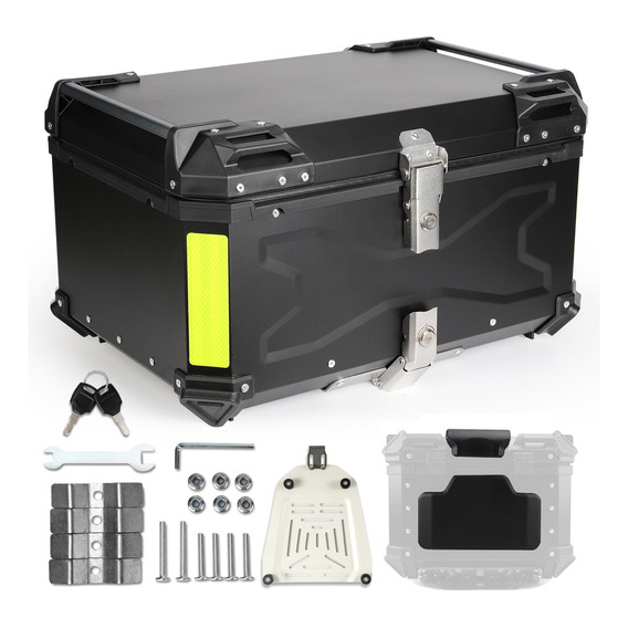 Caja Moto Top Case Aluminio Baul Con Respaldo Para 2 Cascos