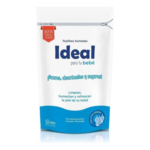 Ideal Toallitas Húmedas Para Tu Bebé Clasica 50u