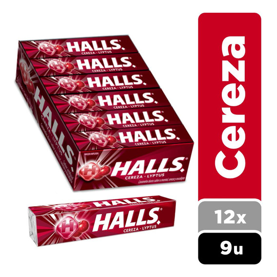 Halls Caramelos Duros Sabor Cereza Pack 12 X 9 Un