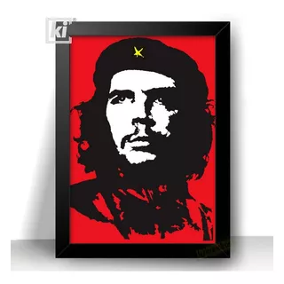 Quadro Comunista Che Guevara Decorativo Com Moldura 44x32cm