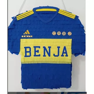 Piñata Cumpleaños Tematica Camiseta De Futbol Boca Juniors 